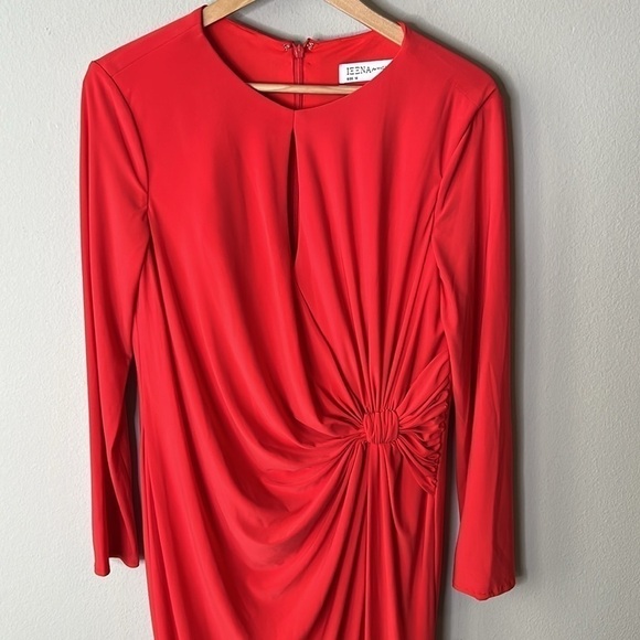 Ieena for Mac Duggal 55708 Long Sleeve Keyhole Draped Gown in Brick Red Size 12 - Picture 5 of 11